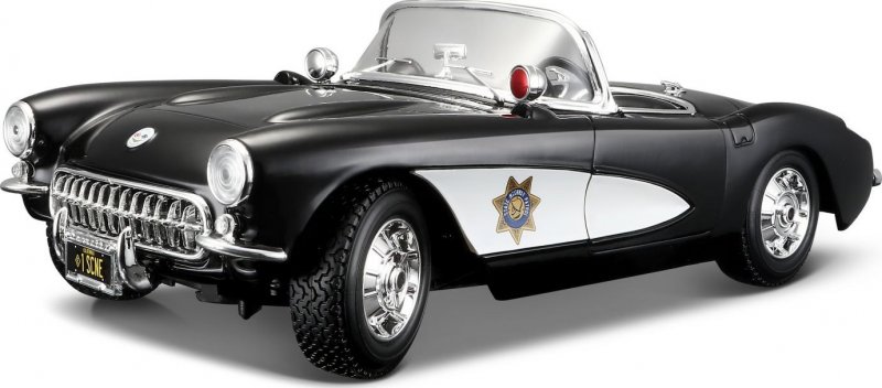 1957 Chevy Corvette Police Maisto model 1:18 černá | pkmodelar.cz